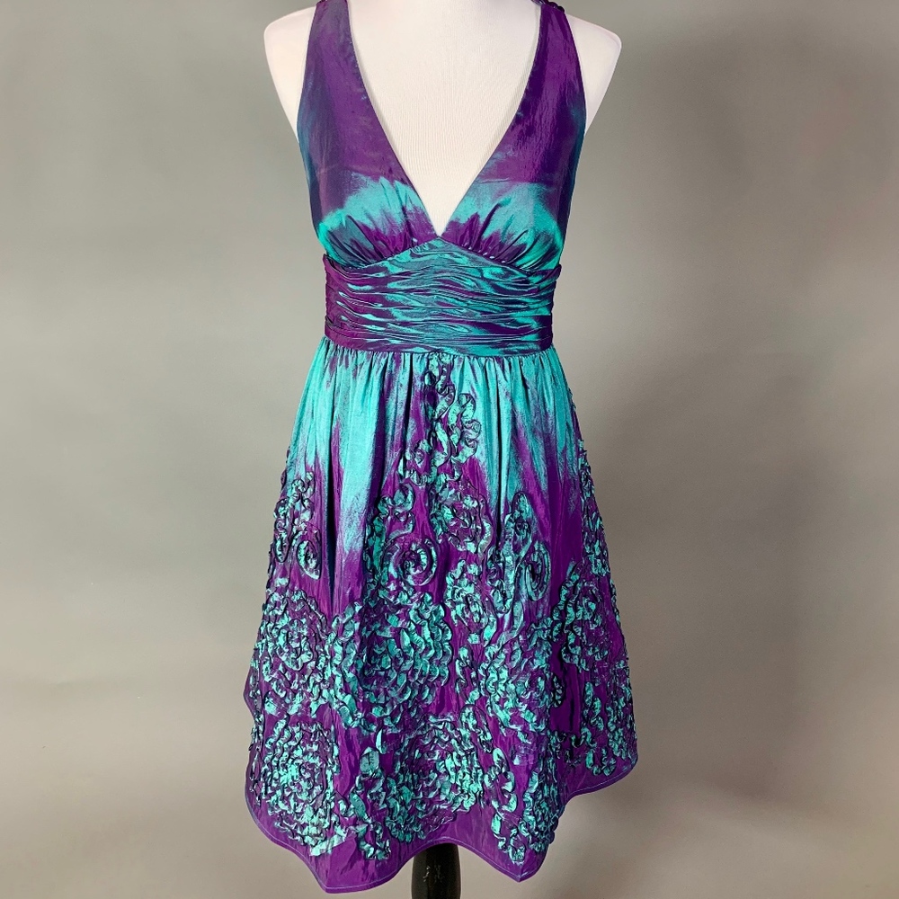 Adrianna Papell Green/Purple Cocktail Party Dress